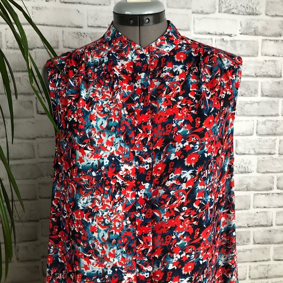 REISS Vali Ditsy Floral Print Dress Drop Waist Ruffle Hem Detail Sleeveless Sz 8 - Picture 9 of 15